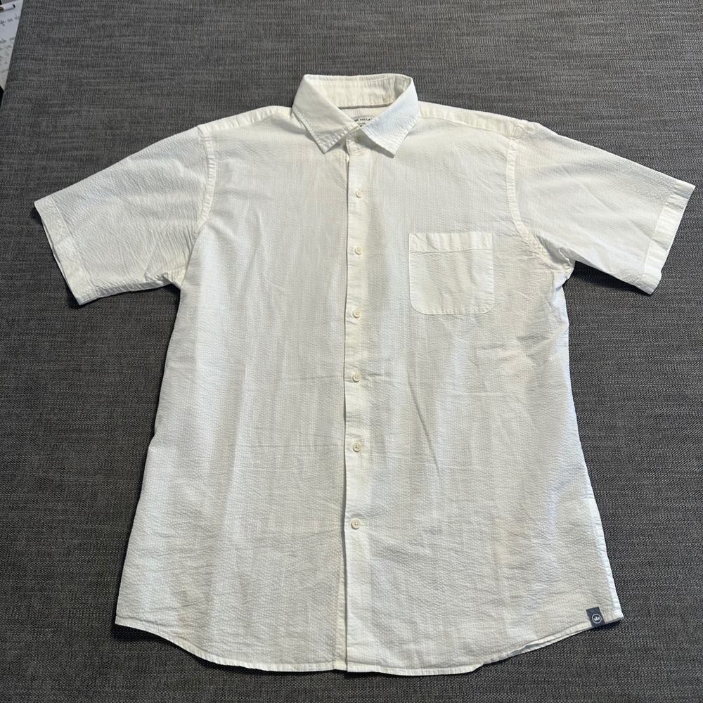 Peter Millar Seersucker Button Down Mens Medium White Short Sleeve